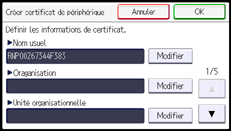 Illustration de l'écran du panneau de commande