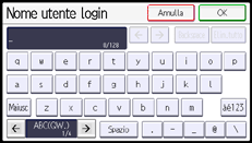 Illustrazione della schermata sul pannello di controllo
