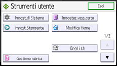 Illustrazione della schermata sul pannello di controllo