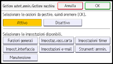 Illustrazione della schermata sul pannello di controllo