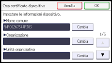Illustrazione della schermata sul pannello di controllo