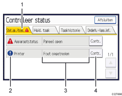 Genummerde afbeelding van bedieningspaneel