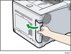 Illustratie achterzijde van de printer