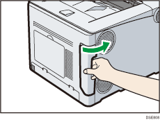 Illustratie achterzijde van de printer