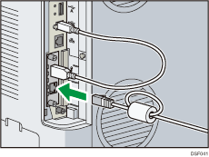 Иллюстрация подсоединения кабеля интерфейса Ethernet