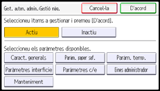 Il·lustració de pantalla del panell d'operacions