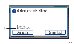 Nummereret illustration af skærmbilledet på betjeningspanelet