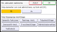 Illustrasjon av betjeningspanelet