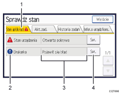 Ilustracja ekranu panela operacyjnego - wywołane funkcje z numeracją