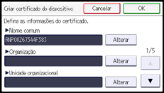 Ilustração do ecrã do painel de operação