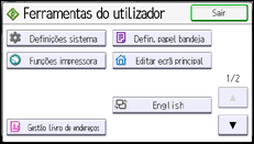 Ilustração do ecrã do painel de operação