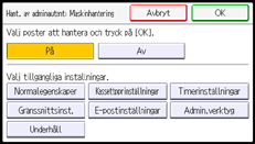 Bild av användarpanelens skärm
