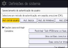Ilustração da tela do painel de operação