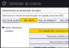 Ilustração da tela do painel de operação