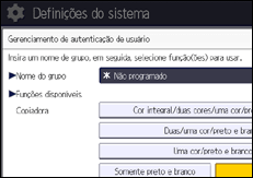 Ilustração da tela do painel de operação