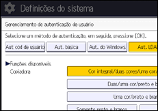 Ilustração da tela do painel de operação