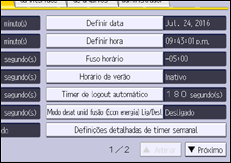 Ilustração da tela do painel de operação