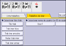 Ilustração da tela do painel de operação