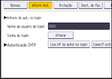 Ilustração da tela do painel de operação