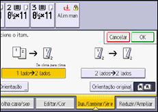 Ilustração da tela do painel de operação