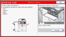Ilustração da tela do painel de operação