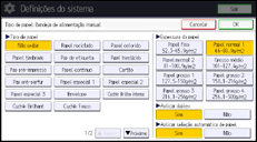 Ilustração da tela do painel de operação