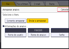 Ilustração da tela do painel de operação