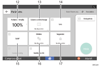 Il·lustració explicativa i numerada de la pantalla del panell d'operacions.