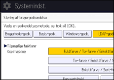 Illustration af display på betjeningspanelet