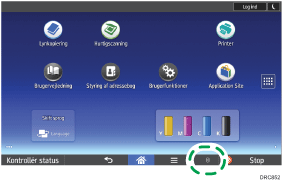 Illustration af display på betjeningspanelet