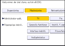 Illustration af display på betjeningspanelet