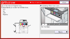 Illustration af display på betjeningspanelet