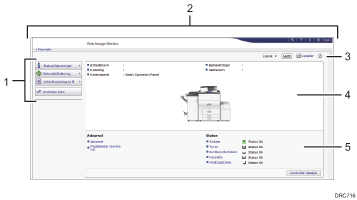 Nummereret illustration af webbrowser-skærm