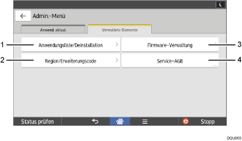 Nummerierte Abbildung Bedienfeld-Display