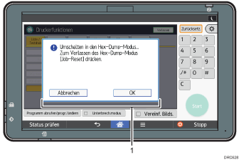 Nummerierte Abbildung des Bedienfelds