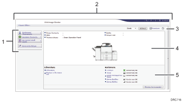 Απεικόνιση οθόνης προγράμματος περιήγησης με αριθμημένες επεξηγήσεις