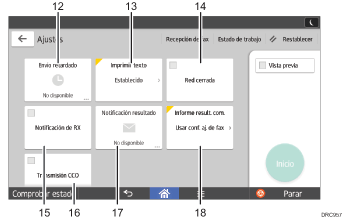 Ilustración con llamadas numeradas de la pantalla del panel de mandos