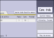 Ilustración de la pantalla panel de mandos