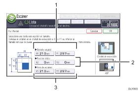 Ilustración con llamadas numeradas de la pantalla del panel de mandos