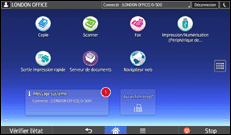 Illustration de l'écran du panneau de commande