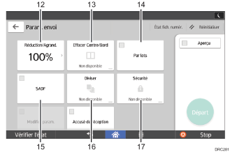 Illustration numérotée du panneau de commande
