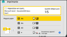 Illustration de l'écran du panneau de commande