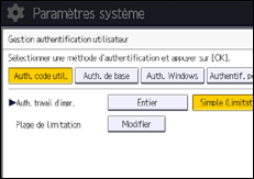 Illustration de l'écran du panneau de commande