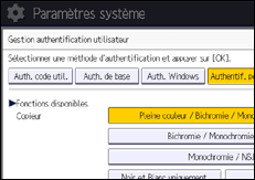 Illustration de l'écran du panneau de commande