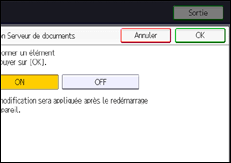 Illustration de l'écran du panneau de commande