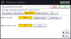 Illustration de l'écran du panneau de commande