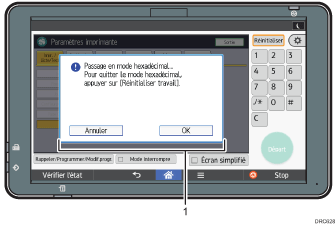 Illustration du panneau de commande avec numérotation