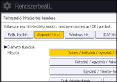 A kezelőpanel ismertetése