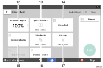 Kezelőpanel képernyőjének számozott jelölésű illusztrálása