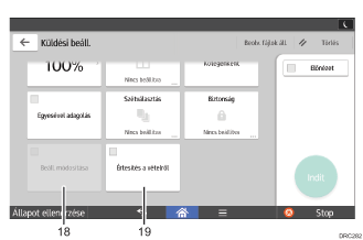 Kezelőpanel képernyőjének számozott jelölésű illusztrálása